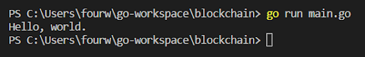 Programming in main.go in terminal
